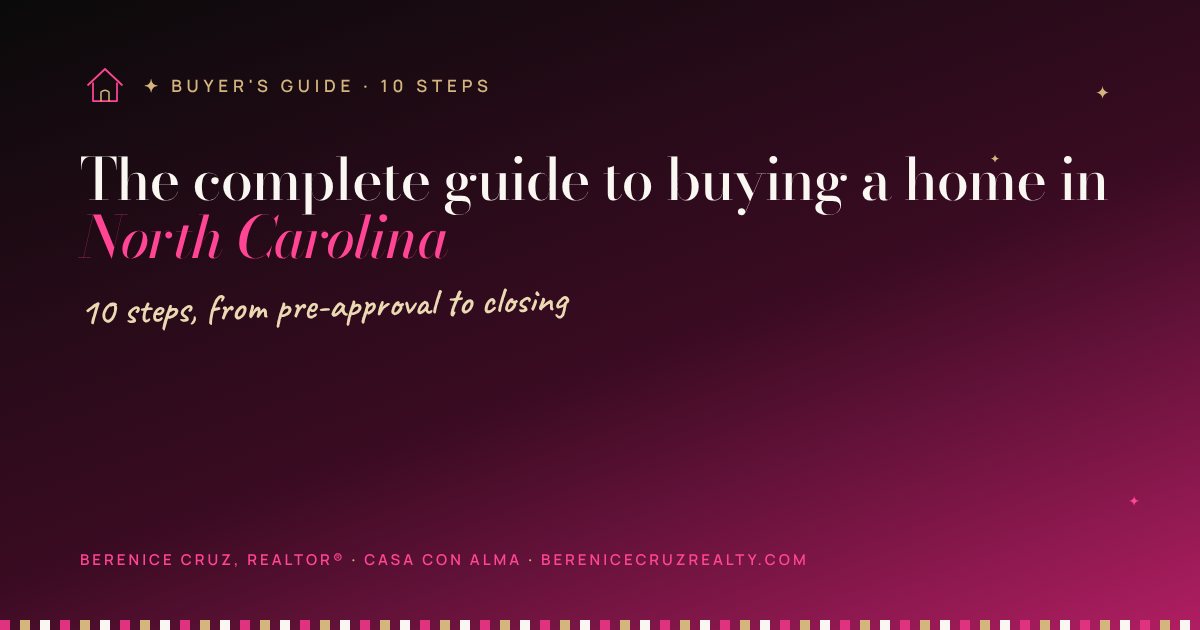The complete guide to buying a home in North Carolina — guide by Berenice Cruz, bilingual Realtor®