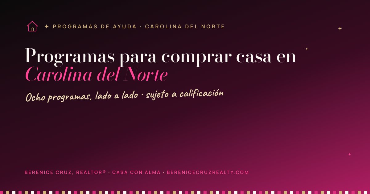 Programas para comprar casa en Carolina del Norte — comparación de programas de ayuda para comprar casa en Carolina del Norte